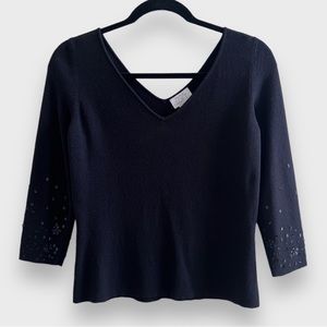 Ann Taylor LOFT V-Neck Sequin Sweater | Size Medium | Black | $20